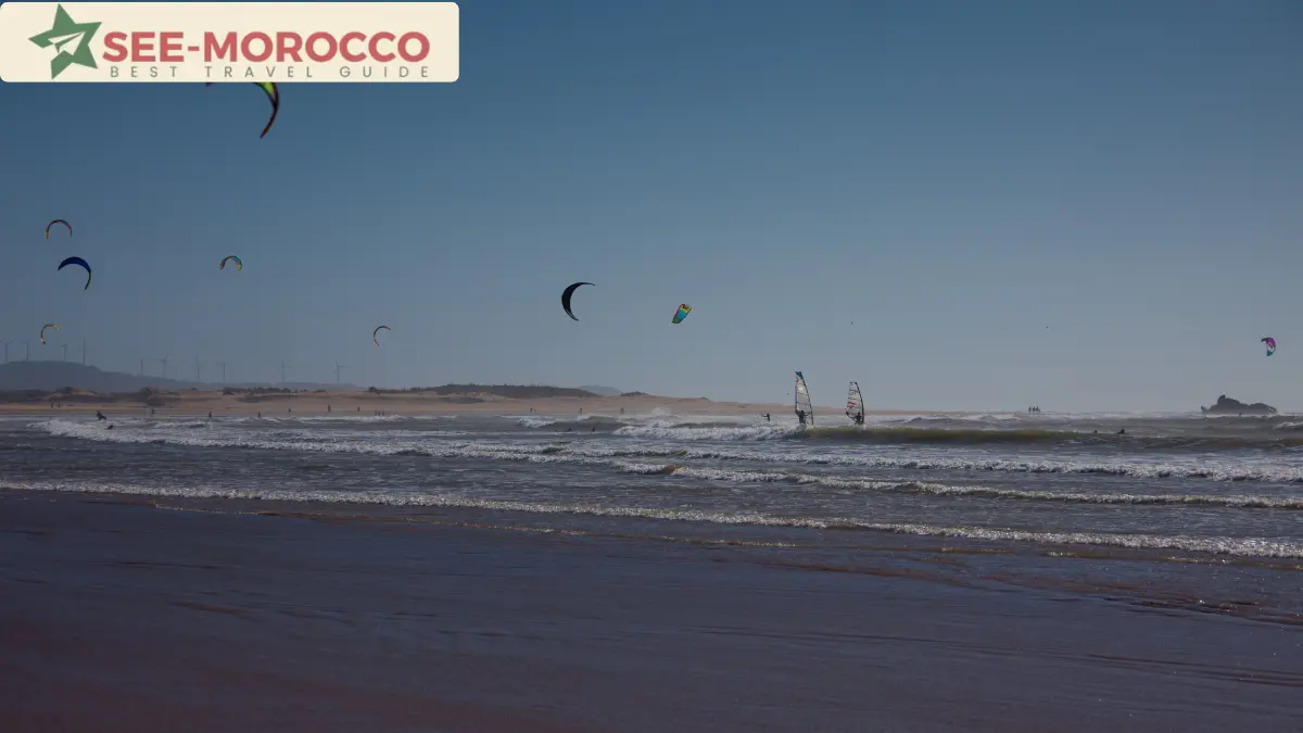 kitesurfing and windsurfing Essaouira beach Morocco