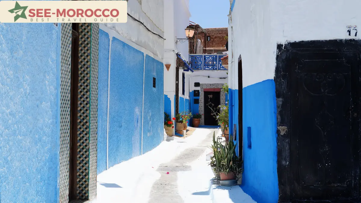 Kasbah des Oudayas blue and white streets Rabat Morocco