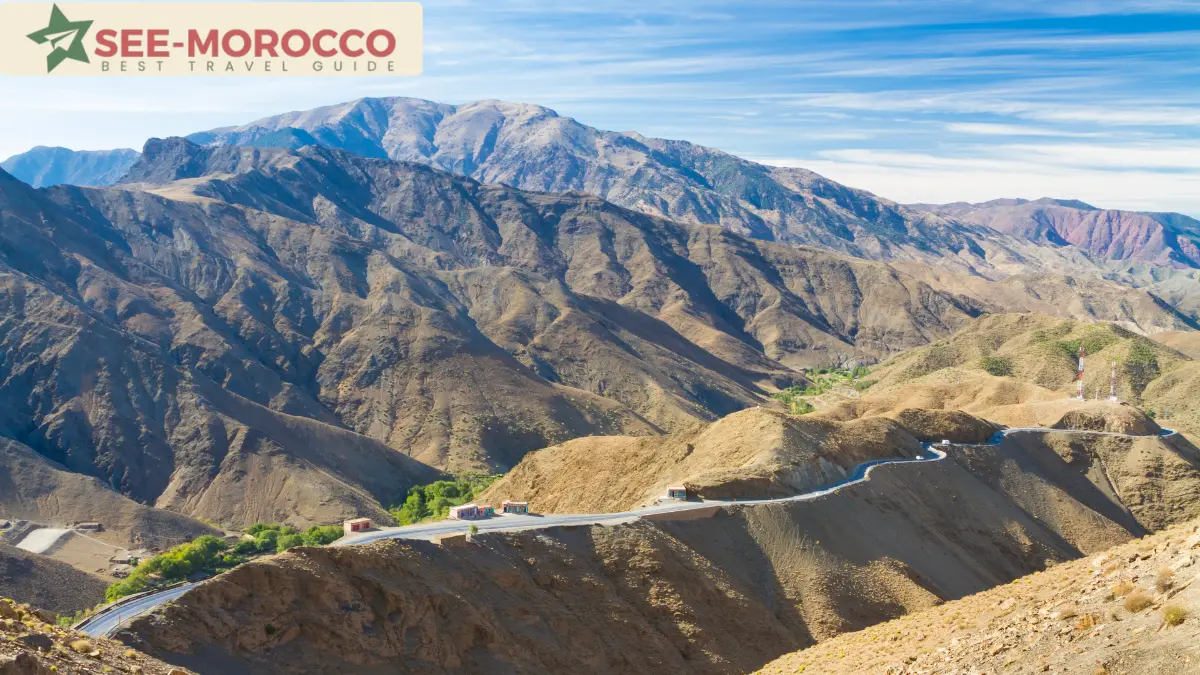 Mountain switchback road in the Moroccan Atlas Mountains
