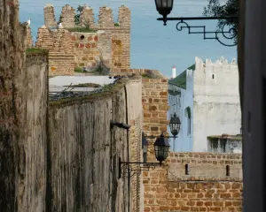 Tangier Morocco — view of the Strait of Gibraltar from the Kasbah walls
