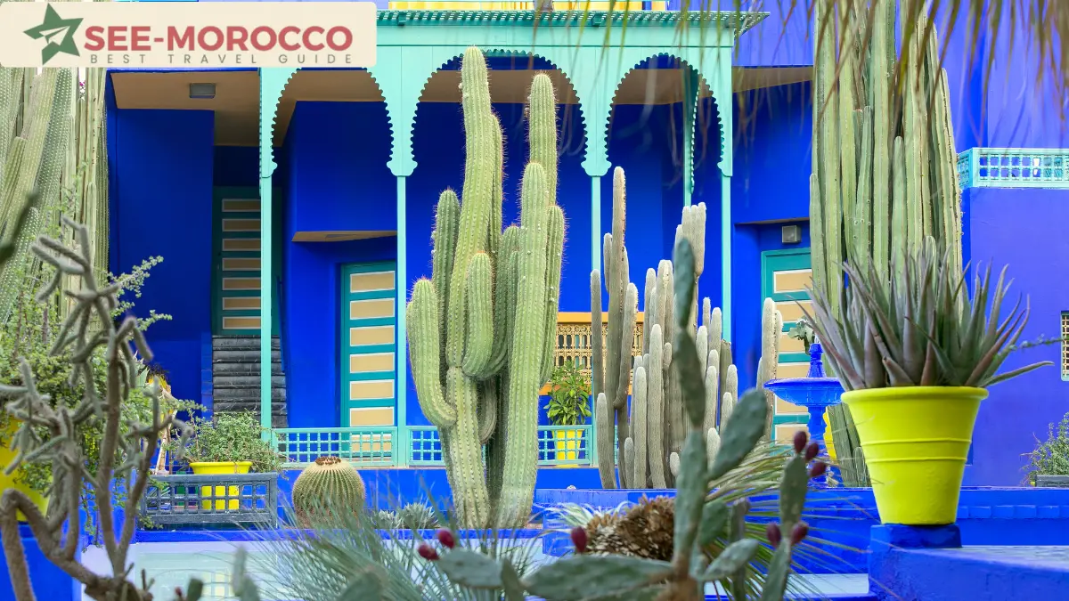 The blue villa housing the Berber Museum in Jardin Majorelle Marrakech