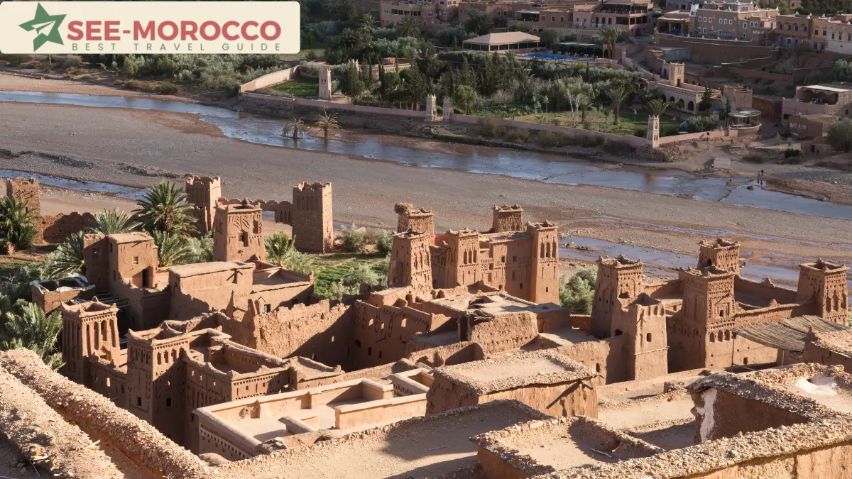 Ait Benhaddou ksar beside the river in the Ounila Valley Morocco
