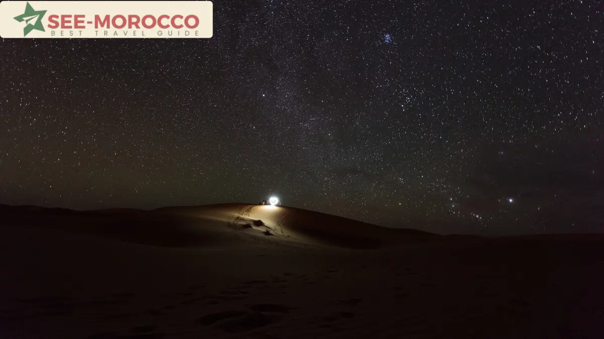 Merzouga desert starry night sky Sahara dunes