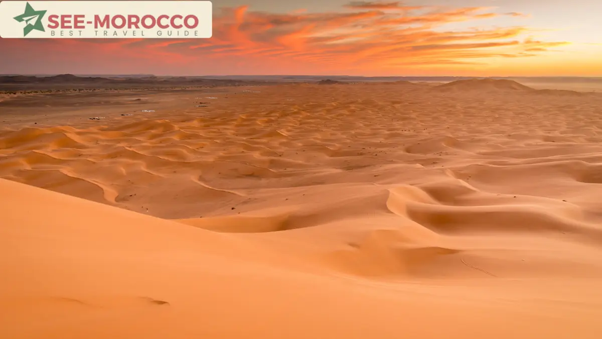 Merzouga Erg Chebbi Sahara dunes Morocco sunset