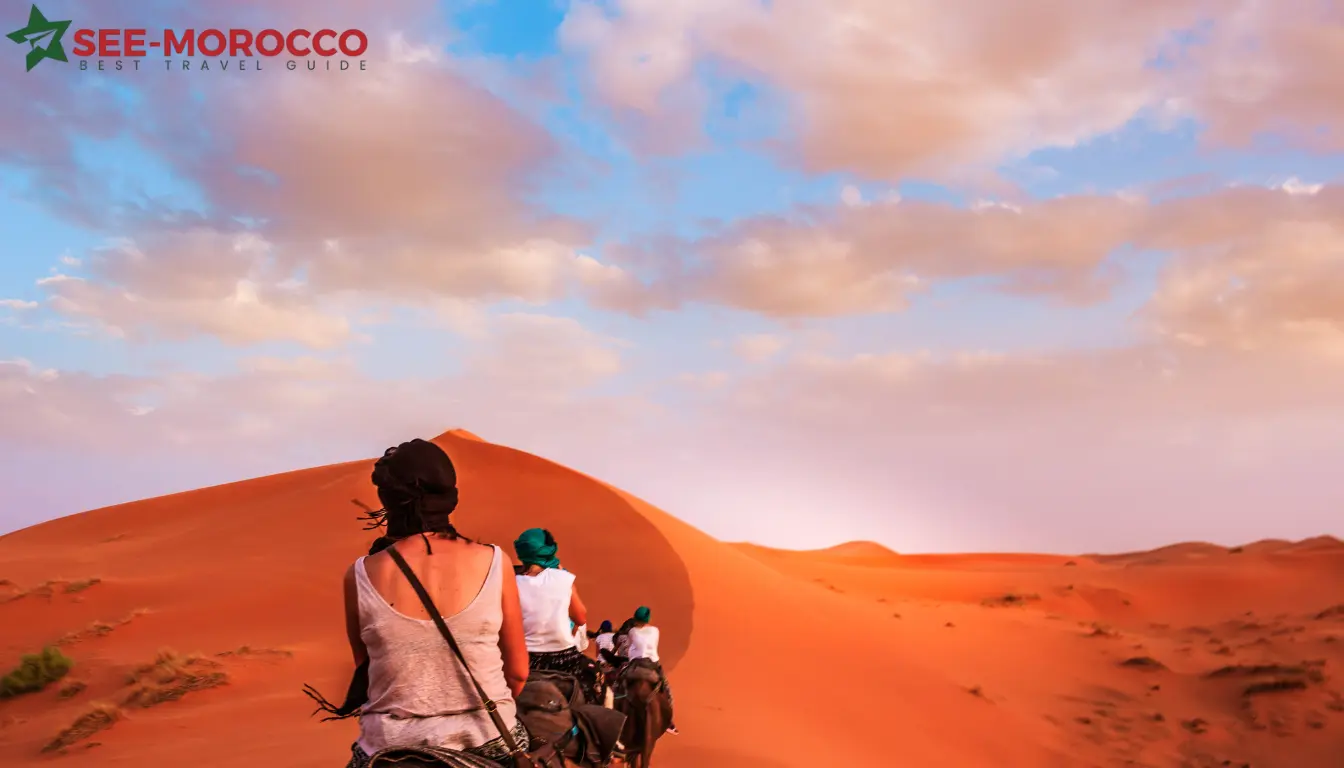 Morocco itinerary 7 days Sahara desert camel trek sunset Merzouga