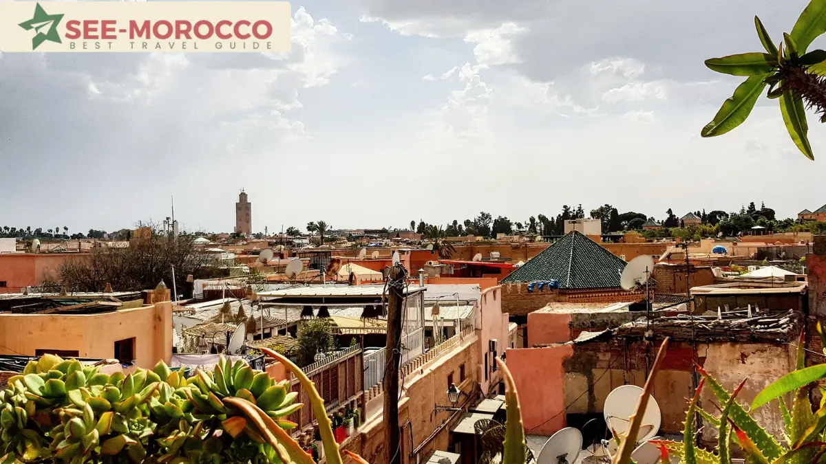 Morocco travel guide — Marrakech Medina rooftops and Koutoubia Mosque