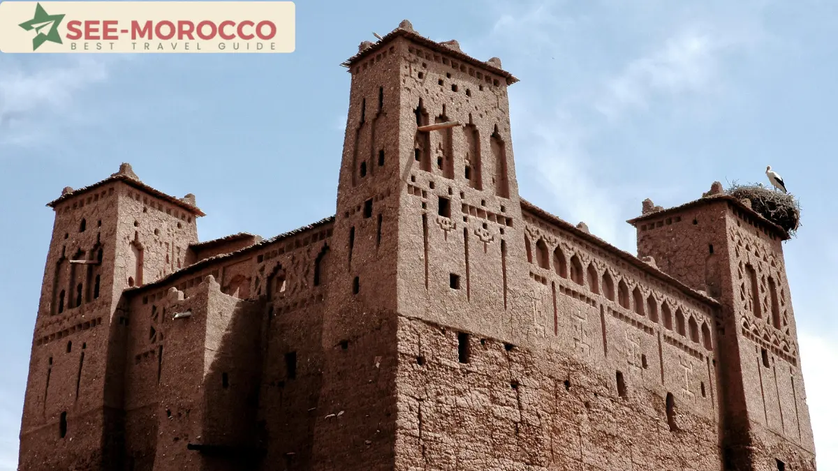 Kasbah Morocco — earthen fortress towers with decorative patterns in southern Morocco