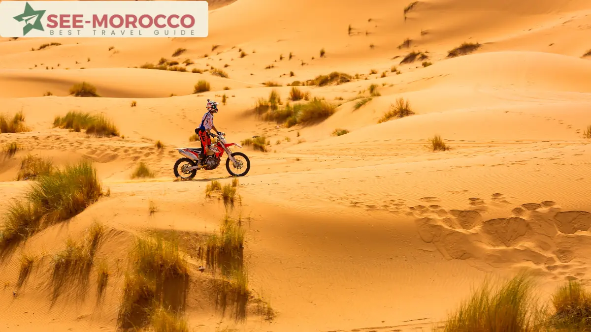 Is Morocco safe — solo rider crossing the desert dunes near Ouarzazate