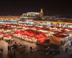 things to do in Morocco — Jemaa el-Fna square Marrakech at night