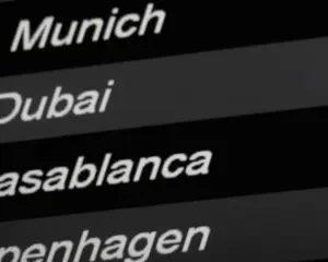 Direct flights to Morocco — airport departures board showing Casablanca destination