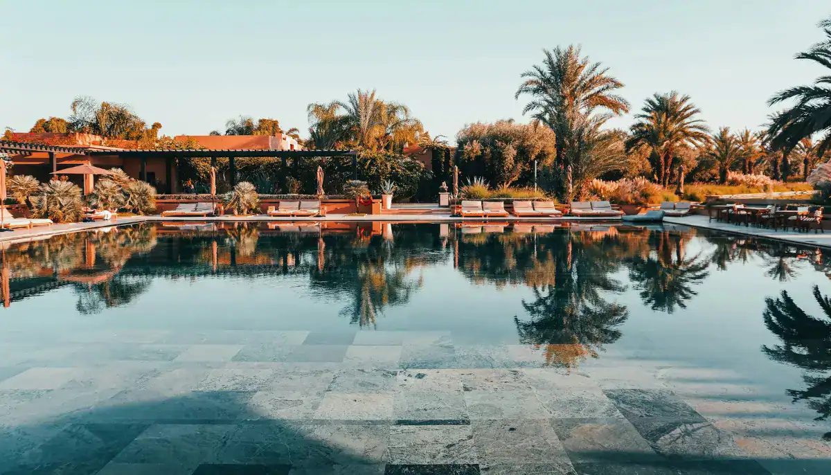 Family water park at Marrakech all-inclusive resort with water slides and children's pool