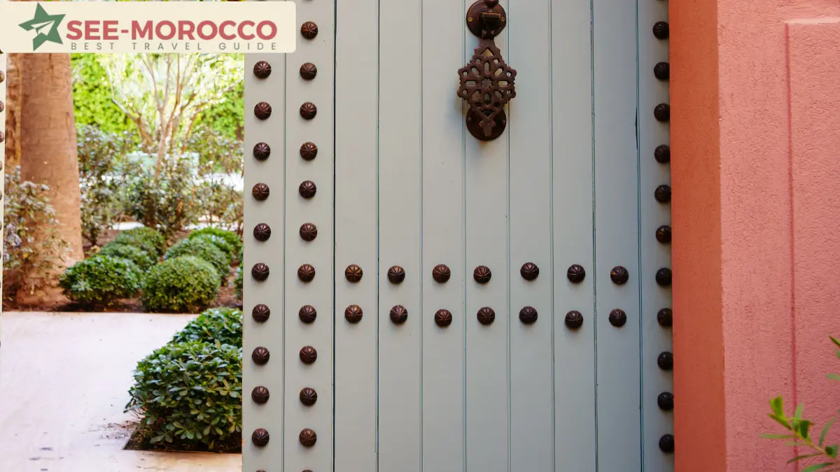 traditional wooden door entrance of riad Marrakech