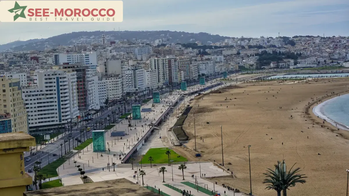 Tangier beach promenade Corniche Mediterranean coastline Morocco