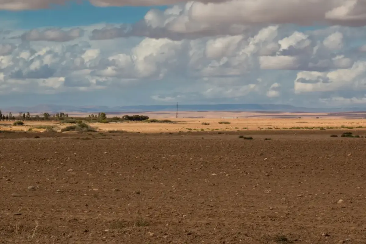 Weather in Morocco — semi-arid landscape showing typical winter conditions in southern Morocco